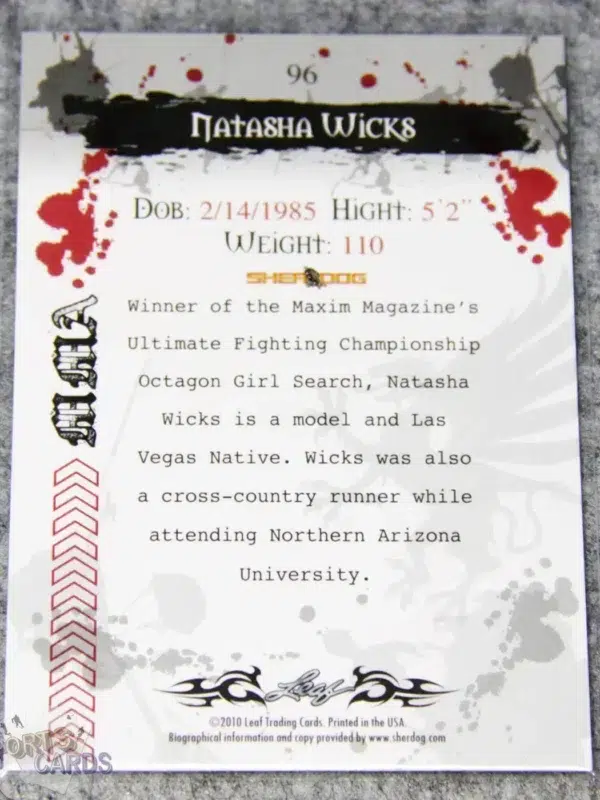 2010 Natasha Wicks #96 Leaf MMA-back