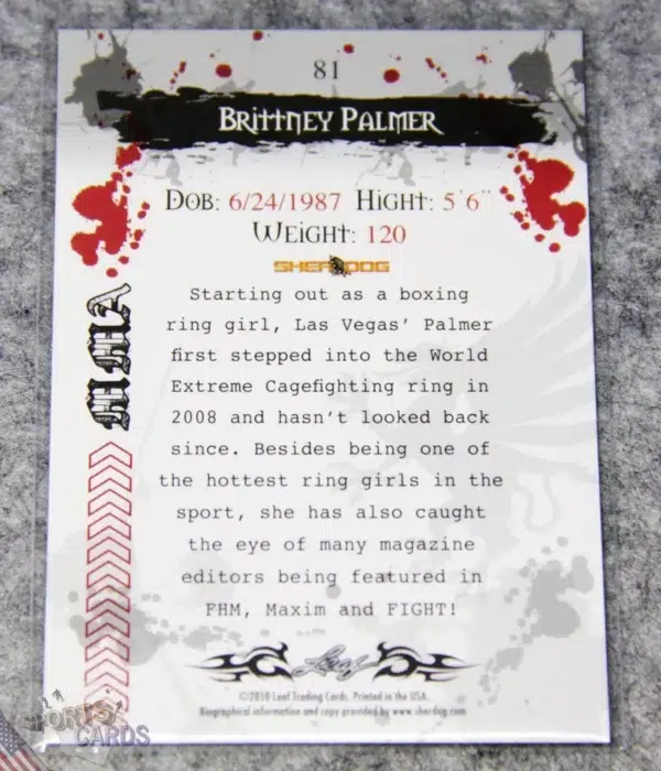 2010 Brittney Palmer #81 Leaf MMA-back