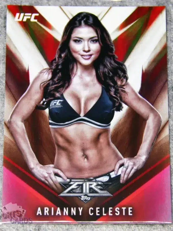 2017 Arianny Celeste #18 Topps UFC Fire Octagon Girl Red Refractor /142-front