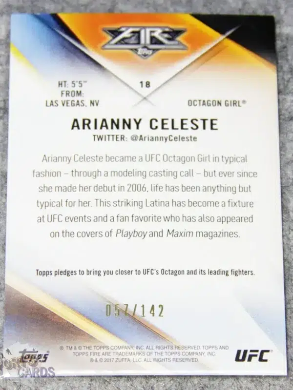 2017 Arianny Celeste #18 Topps UFC Fire Octagon Girl Red Refractor /142-back