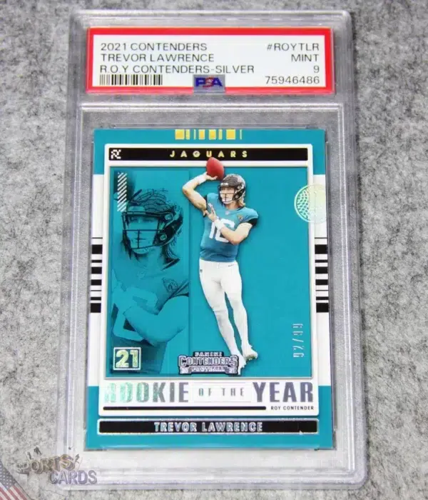 2021 Trevor Lawrence #ROY-TLR Panini Contenders Rookie of the Year Silver /99 PSA 9 MINT