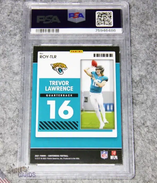 Alternative view of 2021 Trevor Lawrence #ROY-TLR Panini Contenders Rookie of the Year Silver /99 PSA 9 MINT