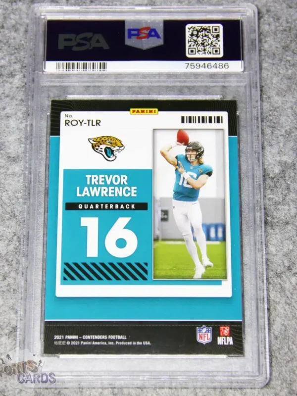 2021 Trevor Lawrence #ROY-TLR Panini Contenders Rookie of the Year Silver /99 PSA 9 MINT-back