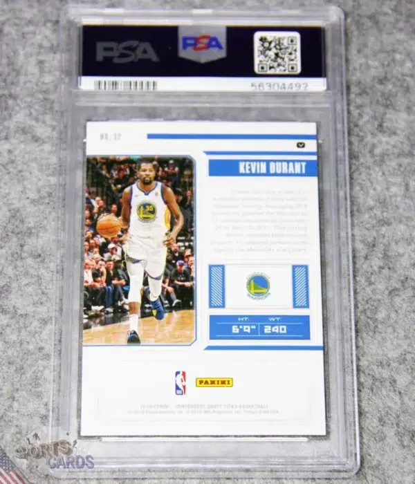 2018-19 Kevin Durant #32 Panini Contenders Draft Picks Blue Foil White Jersey Parallel PSA 10 GEM MT POP 1-back
