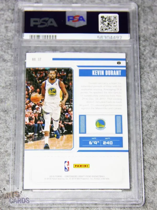 2018-19 Kevin Durant #32 Panini Contenders Draft Picks Blue Foil White Jersey Parallel PSA 10 GEM MT POP 1-back