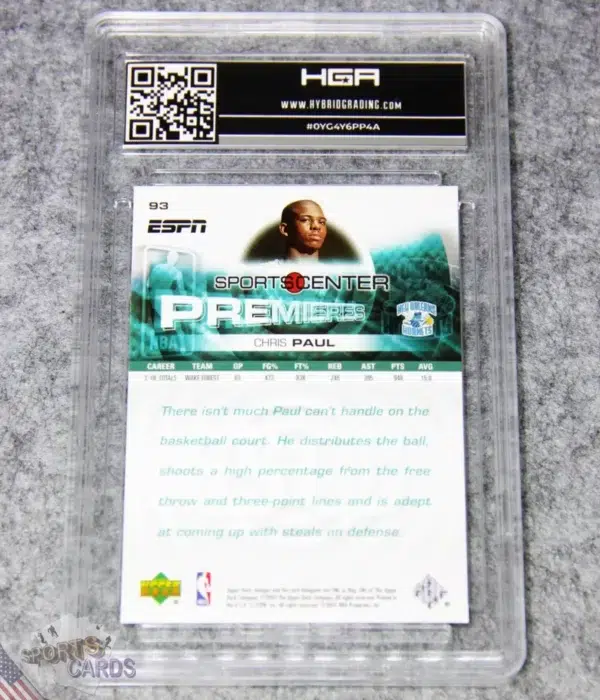 2005-06 Chris Paul #93 Upper Deck ESPN SportsCenter Premieres RC HGA 9.5 POP 2-back
