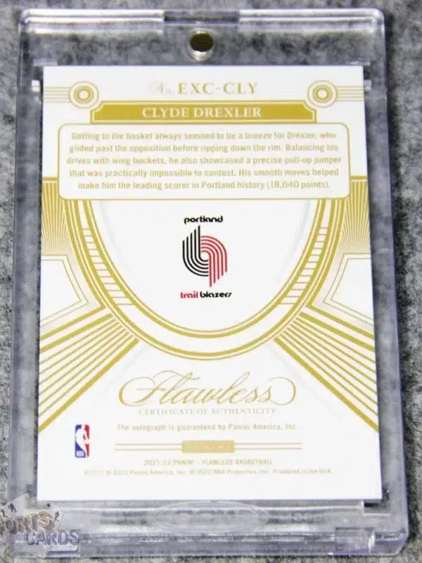 2021-22 Clyde Drexler #EXC-CLY Panini Flawless Excellence Autograph Silver /25-back