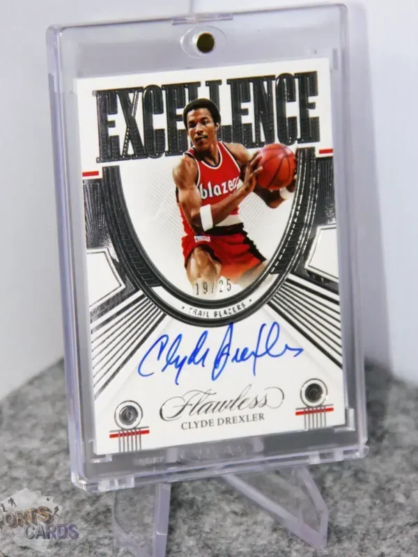 2021-22 Clyde Drexler #EXC-CLY Panini Flawless Excellence Autograph Silver /25 - Afbeelding 3