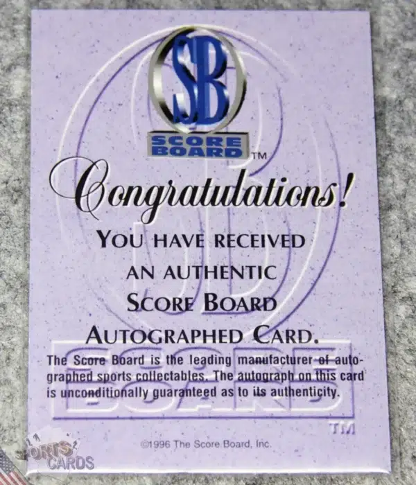 1996-97 Sergei Samsanov #SB-SS Score Board Autographed Collection RC Auto /350-back