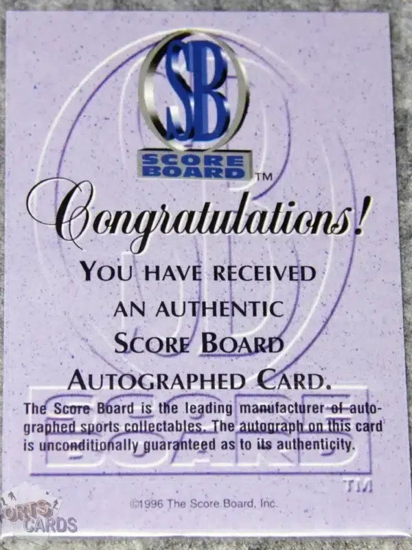 Alternative view of 1996-97 Sergei Samsanov #SB-SS Score Board Autographed Collection RC Auto /350