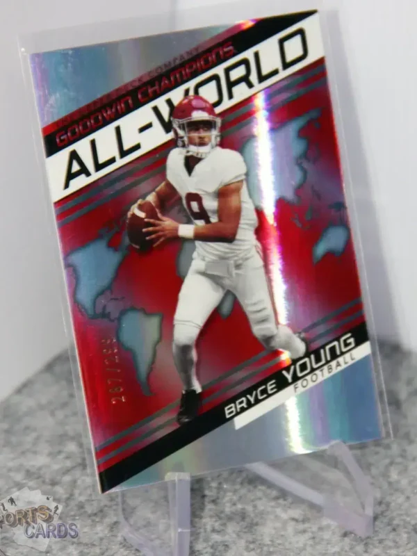 2022 Bryce Young #AW-12 Upper Deck Goodwin Champions All-World Red Parallel /299 - Afbeelding 3
