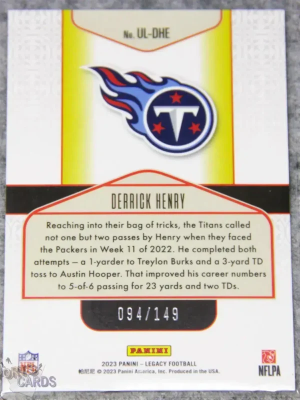2023 Derrick Henry #UL-DHE Panini Legacy Under The Lights /149-back