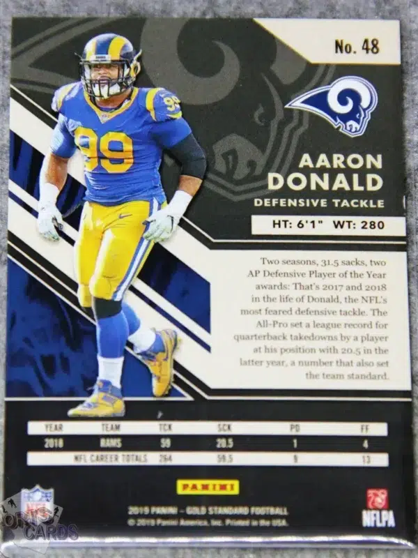 2019 Aaron Donald #48 Panini Gold Standard Rose Gold Parallel /25-back