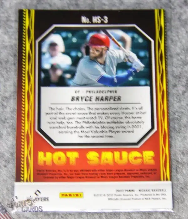 Alternative view of 2022 Bryce Harper #HS-3 Panini Mosaic Hot Sauce