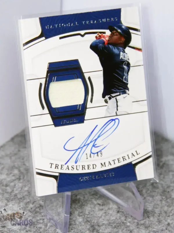 2022 Ozzie Albies #TMS-OA Panini National Treasures Autograph Treasured Material /49-stand