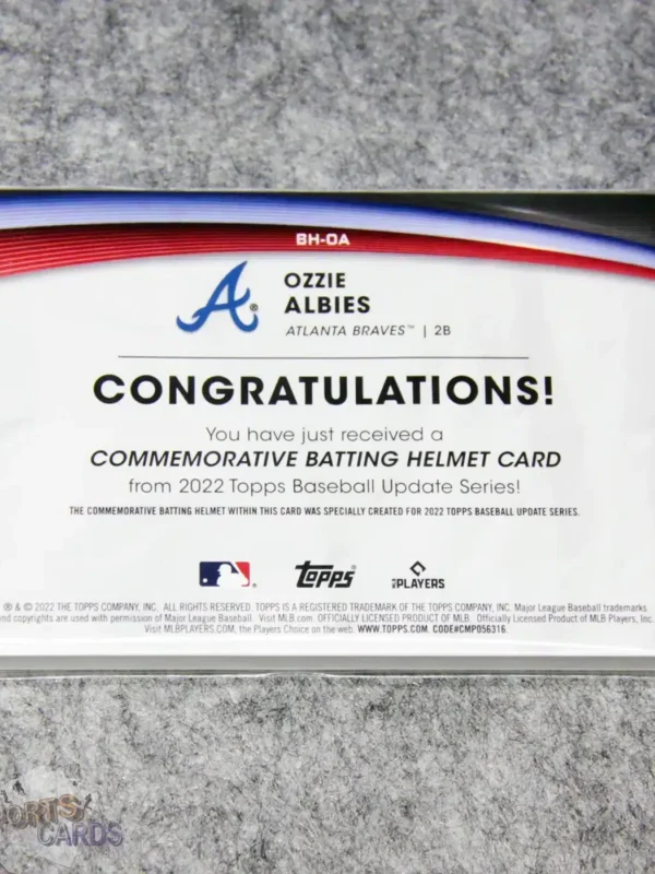 Alternative view of 2022 Ozzie Albies #BH-OA Topps Update Commemorative Batting Helmet