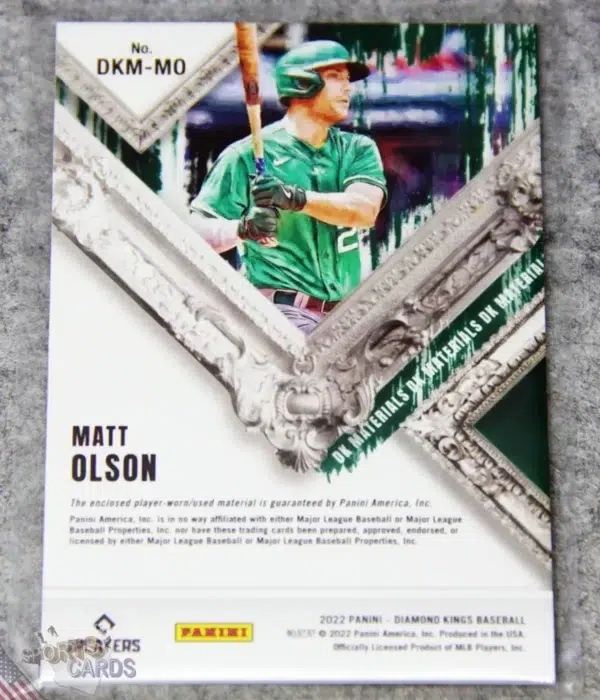 Alternative view of 2022 Matt Olson #DKM-MO Panini Diamond Kings Materials Dual Patch /99