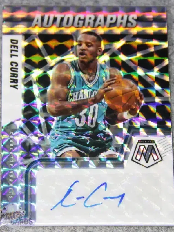 2021-22 Dell Curry #AM-DCY Panini Mosaic Autograph Silver Prizm