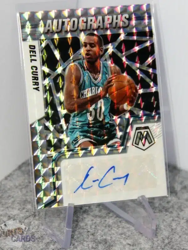 2021-22 Dell Curry #AM-DCY Panini Mosaic Autograph Silver Prizm-stand