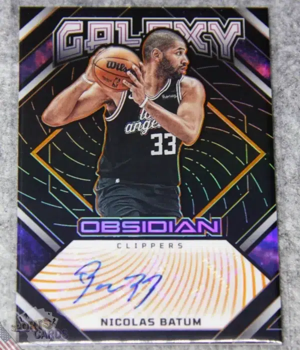 2022-23 Nicolas Batum #GI-NAC Panini Obsidian Galaxy Ink Orange Electric Etch Auto /50-front