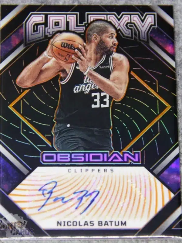2022-23 Nicolas Batum #GI-NAC Panini Obsidian Galaxy Ink Orange Electric Etch Auto /50-front