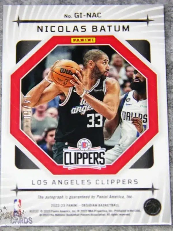 2022-23 Nicolas Batum #GI-NAC Panini Obsidian Galaxy Ink Orange Electric Etch Auto /50-back