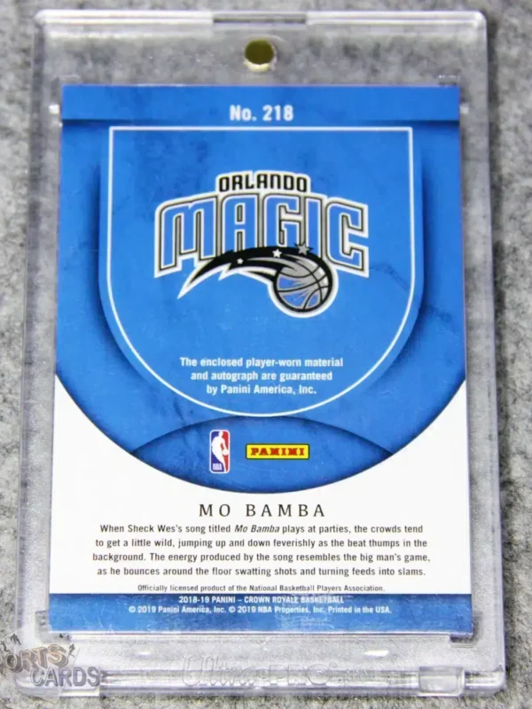 2018-19 Mo Bamba #218 Panini Crown Royale Silhouettes Jumbo Jersey RPA Autograph RC /199-back