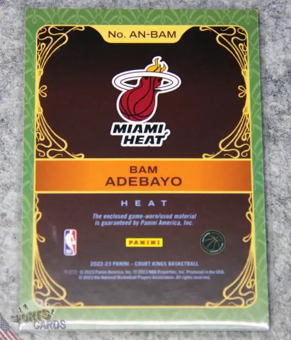 Alternative view of 2022-23 Bam Adebayo #AN-BAM Panini Court Kings Art Nouveau Patch