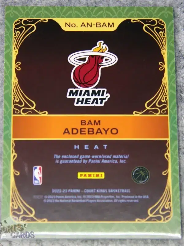 Alternative view of 2022-23 Bam Adebayo #AN-BAM Panini Court Kings Art Nouveau Patch