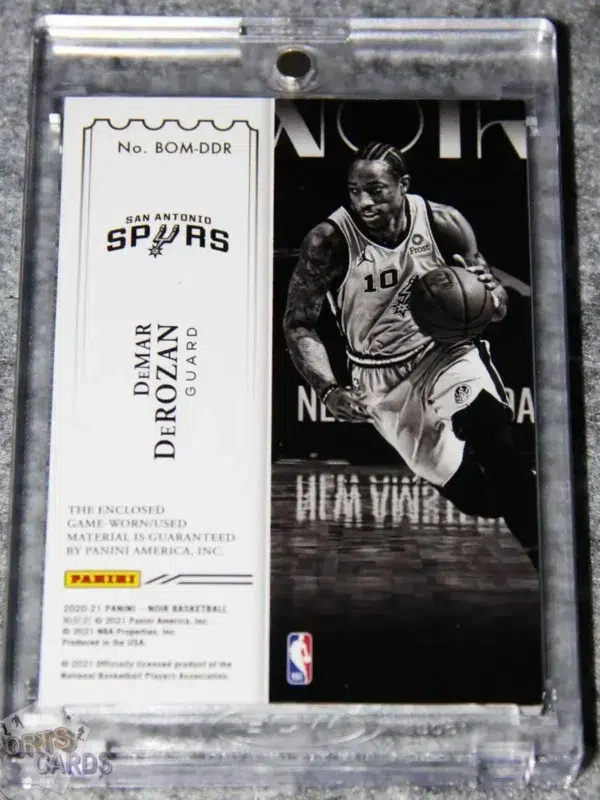 2020-21 DeMar DeRozan #BOM-DDR Panini Noir Box Office Materials Prime /25-back