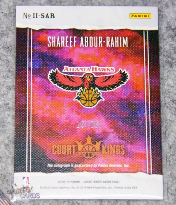 2018-19 Shareef Abdur-Rahim #II-SAR Panini Court Kings Impressionist Ink Auto Sapphire /25-back