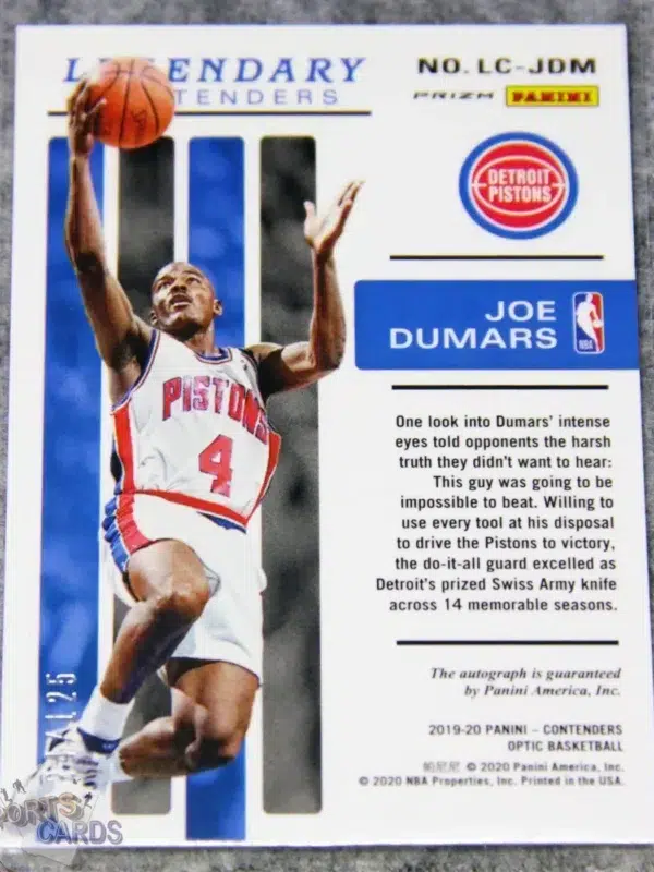 2019-20 Joe Dumars #LC-JDM Panini Contenders Optic Legendary Silver Prizm Auto /125-back