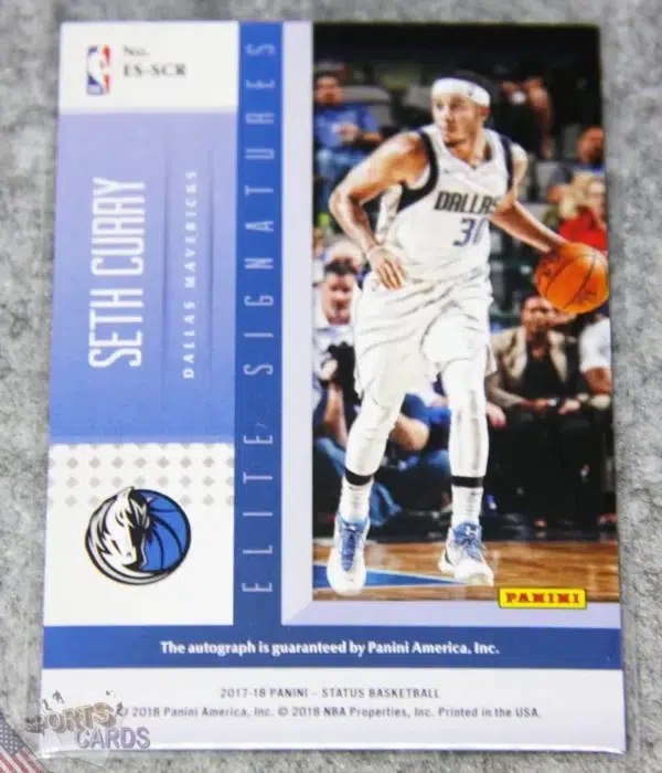 Alternative view of 2017-18 Seth Curry #ES-SCR Panini Status Elite Signatures Pink Auto /99
