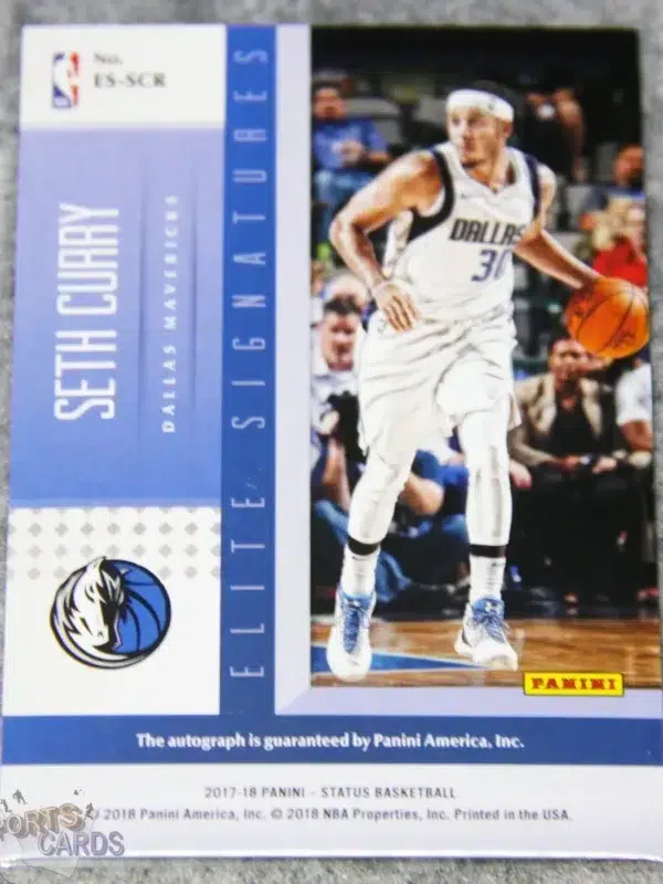 2017-18 Seth Curry #ES-SCR Panini Status Elite Signatures Pink Auto /99-back