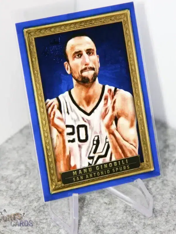 2013-14 Manu Ginobili #36 Panini Court Kings Portraits Blue Framed /75 - Afbeelding 3