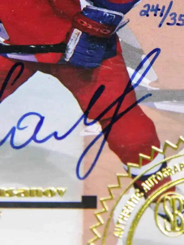 1996-97 Sergei Samsanov #SB-SS Score Board Autographed Collection RC Auto SN#244 - detail