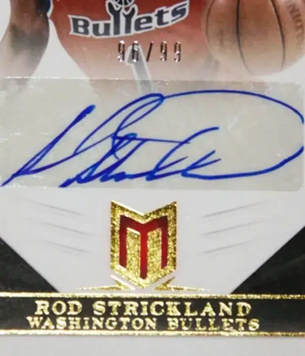 2012-13 Rod Strickland #48 Panini Momentum Monumental Marks Auto SN#96 - detail