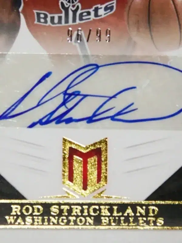 2012-13 Rod Strickland #48 Panini Momentum Monumental Marks Auto SN#96 - detail