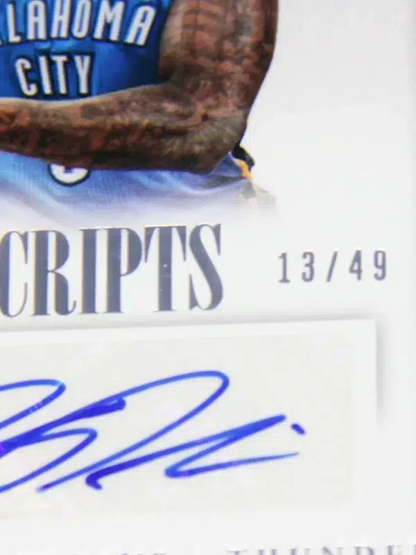 2013-14 Kendrick Perkins #SC-KP Panini National Treasures ScriptsSN#13 - detail