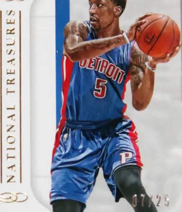 2014-15 Kentavious Calwell-Pope #GGD-KCP Panini National Treasures NBA Game Gear SN#7 - detail