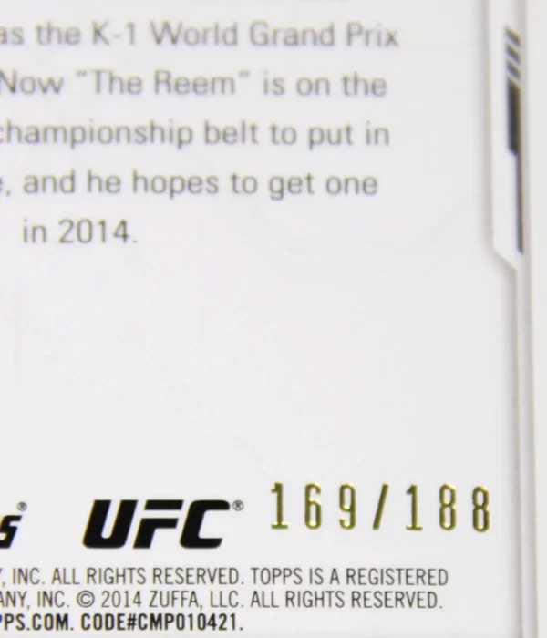 2014 Alistair Overeem #151 Topps UFC Champions Black Refractor SN#169 - detail