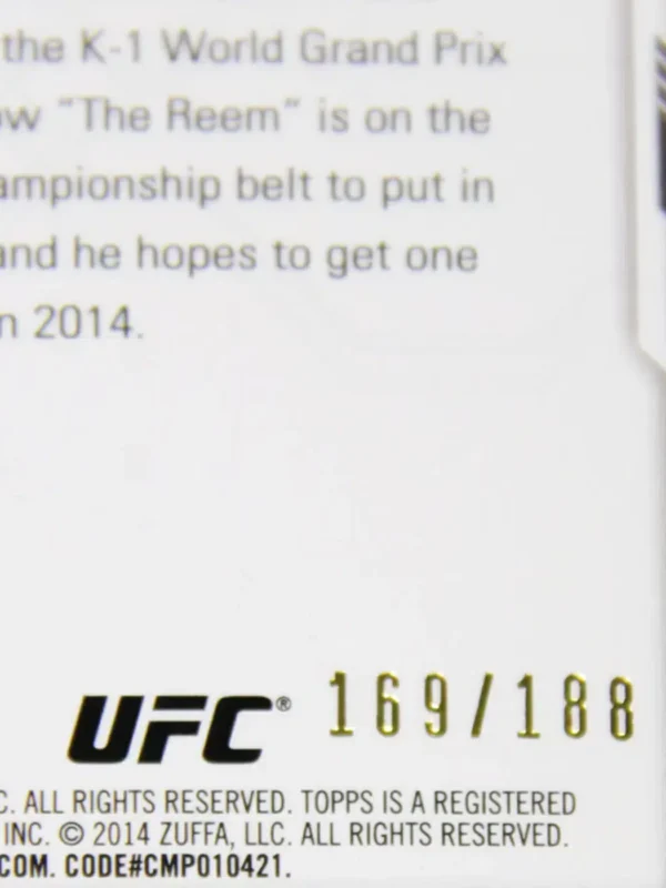 2014 Alistair Overeem #151 Topps UFC Champions Black Refractor SN#169 - detail