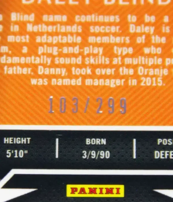 2015-16 Daley Blind #96 Panini Select Blue Prizm SN#103 - detail