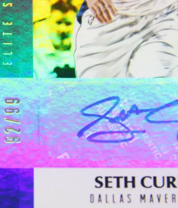 2017-18 Seth Curry #ES-SCR Panini Status Elite Signatures Pink Auto SN#92 - detail