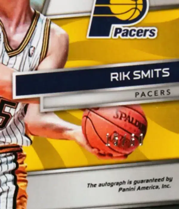 2018-19 Rik Smits #RS-RKS Panini Spectra Radiant Signatures Neon Blue SN#15 - detail