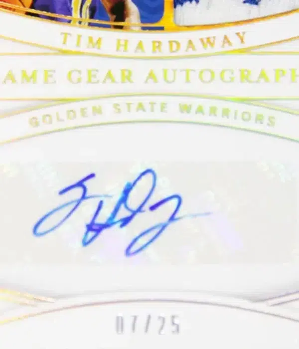 2021-22 Tim Hardaway #GGA-THW Panini National Treasures Game Gear Autographs SN#7 - detail