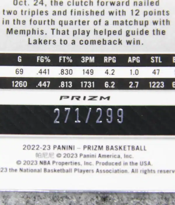 2022-23 Carmelo Anthony #144 Panini Prizm Red Prizm SN#271 - detail
