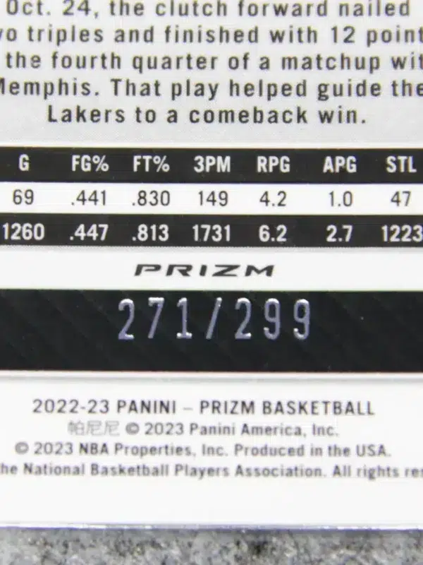 2022-23 Carmelo Anthony #144 Panini Prizm Red Prizm SN#271 - detail