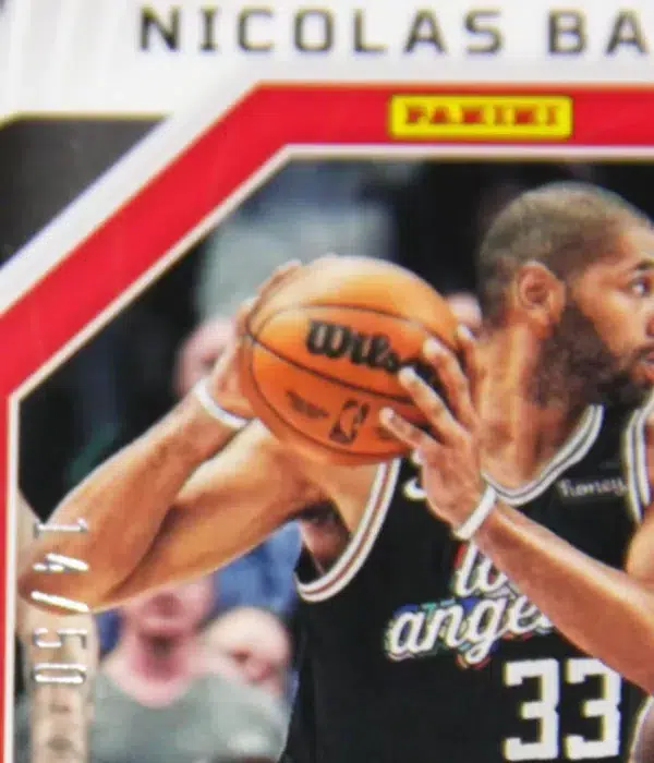 2022-23 Nicolas Batum #GI-NAC Panini Obsidian Galaxy Ink Orange Electric Etch Auto SN#14 - detail