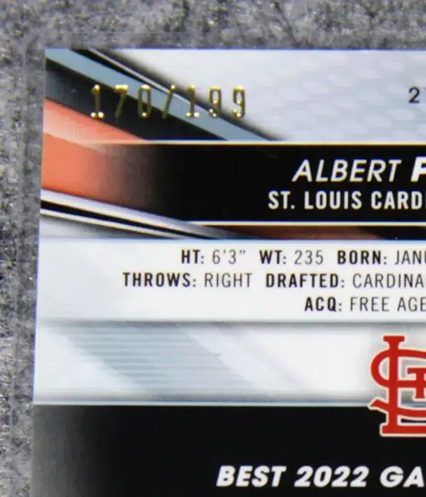 2022 Albert Pujols #21 Topps Bowman's Best Aqua Lava Refractor SN#170 - detail